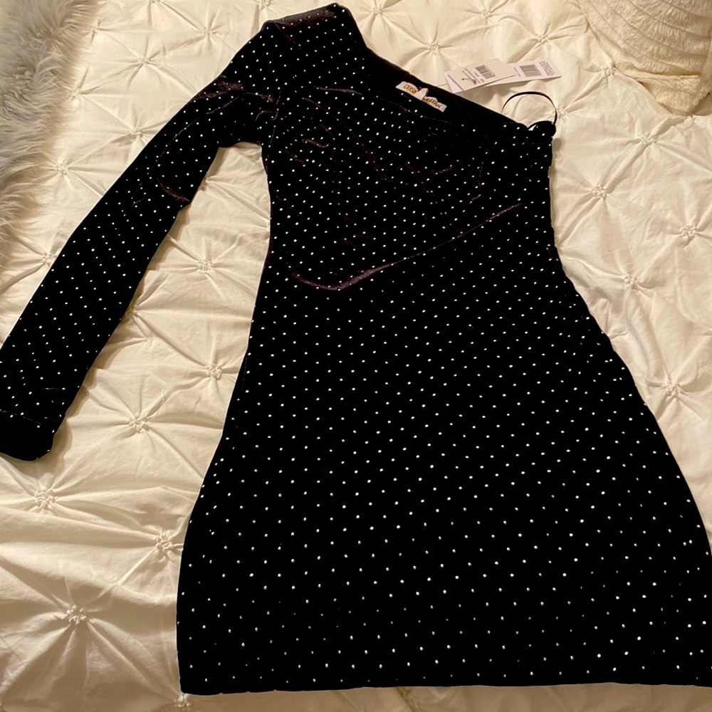 Beautiful one shoulder Rhinestone dress